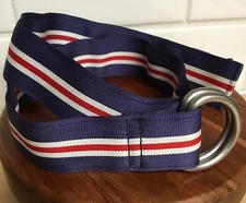 Little Kids Vineyard Vines D-Ring Woven Ribbon Belt Navy Blue Red Stripe Sz SM