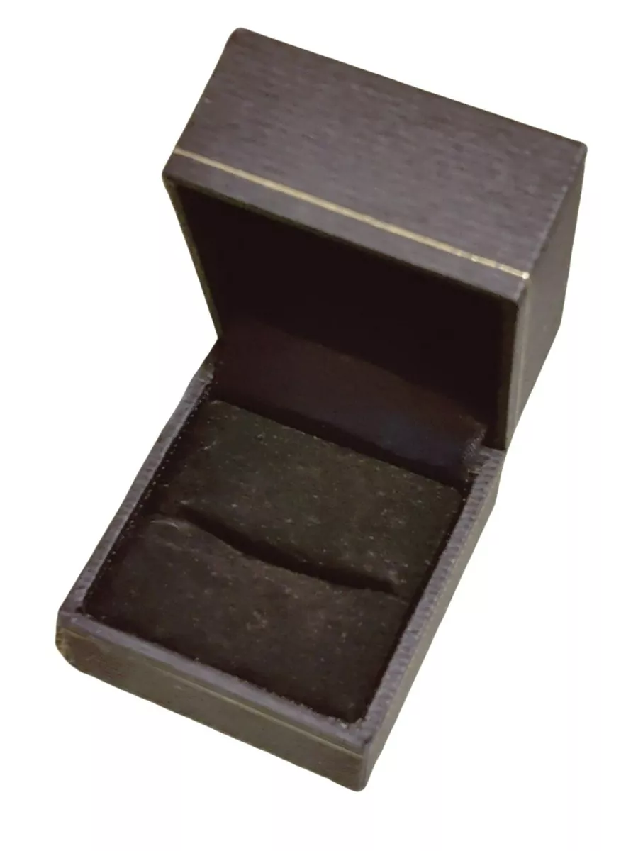 Vintage Hinged Top Wedding Ring Box Black with Gold Detail Black