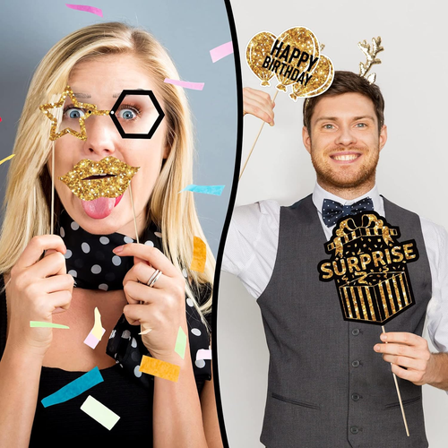36 Pcs Birthday Photo Booth Props Kit 40Th- 50Th-60Th Happy Birthday Wedding Par - Picture 4 of 12