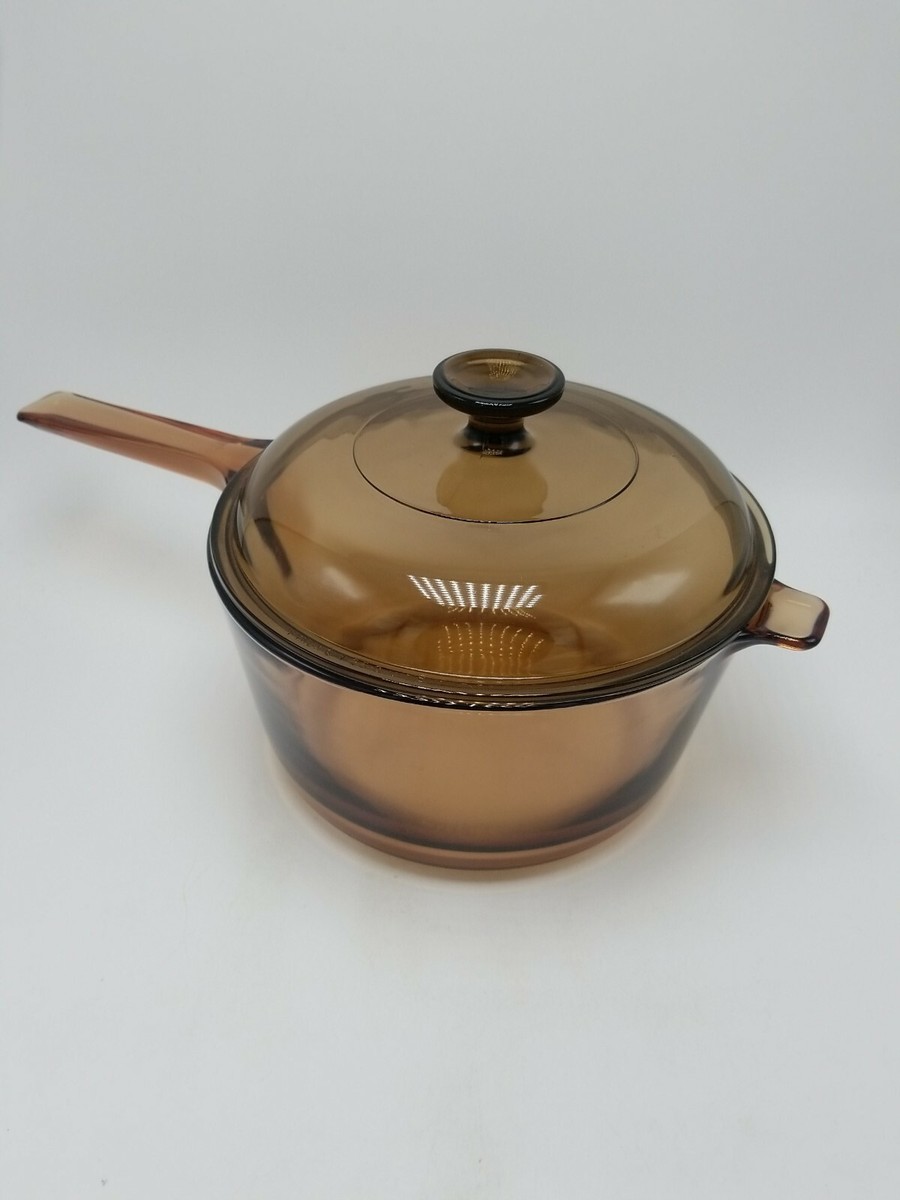 Corning Pyrex Visions Amber 2 1/2 Quart Covered Saucepan With Lid