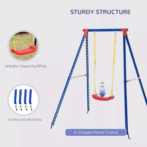 Outsunny Metal Children's Garden Swing - Picture 4 of 8