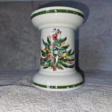 Mikasa Ceramic Christmas Tree, Santa, Snowflakes Taper Candlestick Holder 5"