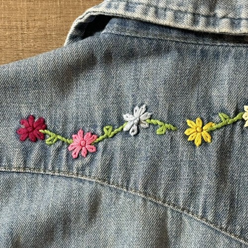 Vintage 1970s JCPenny Big Mac Button Up Women's Floral Embroidered Animals Denim - Picture 11 of 17