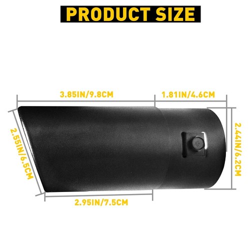 Black Car Exhaust Pipe Tip Rear Tail Throat Muffler Accessories 2.5" Inlet New - Picture 2 of 14