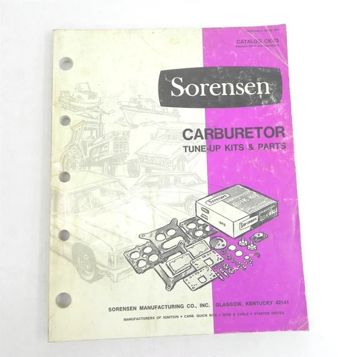 VINTAGE 1973 SORENSEN CARBURETOR TUNE UP KITS & PARTS CATALOG CK-73 SERVICE 
