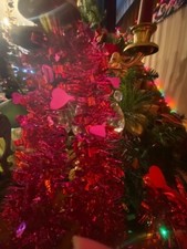 Valentine's Day Happy Valentine's Day- 9 ft PINK garland/ red hearts-EUC- PAIR