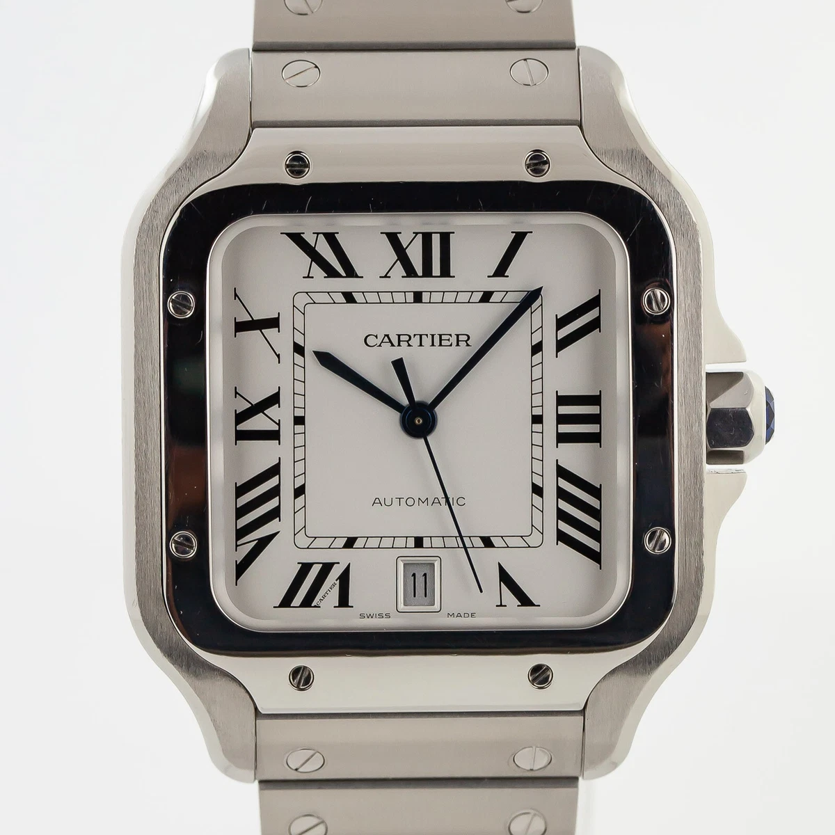 Men's santos de cartier stainless clearance steel