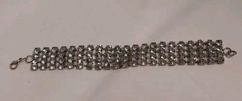 Kristall-Strass Armband Vintage Brasselet Voll bewegliches Silberfarbig - Bild 4 von 8