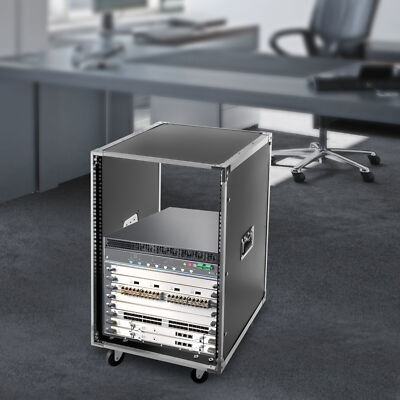16U Portable Rolling Cart Shelf Network Rack Audio Video Telecom Office US