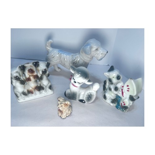 Vintage Dog Figurine Lot Japan Ceramic Scottie Terrier Poodle Kitsch collection