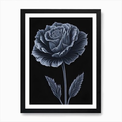 Eine Nelke in schwarz weißer Linie Kunst gerahmtes Wandbild Poster Leinwanddruck Bild