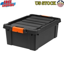 11.75 Gallon Heavy Duty Plastic Utility Tote Storage Bin Container Box Black US