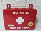 Vintage Ontario Hydro First Aid Box All Steel Construction 9.5x6.5x2.5 inches