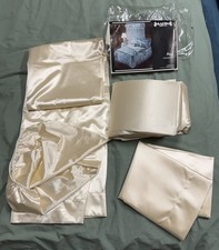 VTG Satin Sheet Set Champagne Gold Full Size Dacron Polyester USA 4 Pc Set
