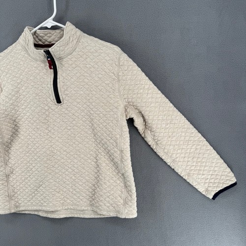 Crewcuts J Crew Boys Diamond Quilted Half Zip Sweater XL 12-14 Pullover Cream - Picture 4 of 11