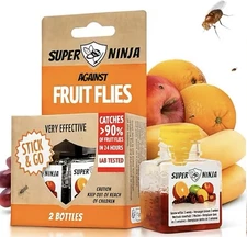 Super Ninja Fruit Fly Catcher Safe for Kids & Pets Effective Catches 90% in 24hr