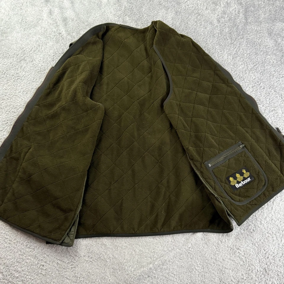 Barbour Vest Mens XL Green Polarquilt Waistcoat Zip In Liner Quilted Fleece - Image 2 of 4