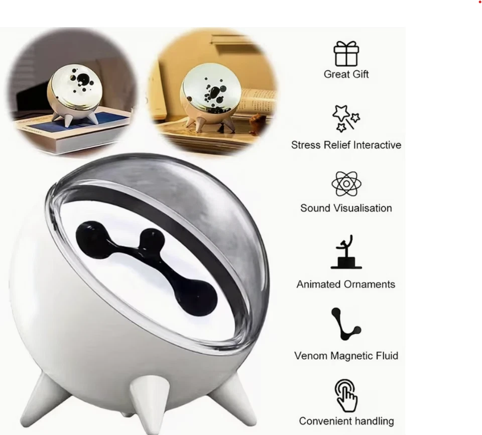 FREKVENS Ferrofluid Music Visualizer Light Sound Reactive Sphere White - Image 3 of 4