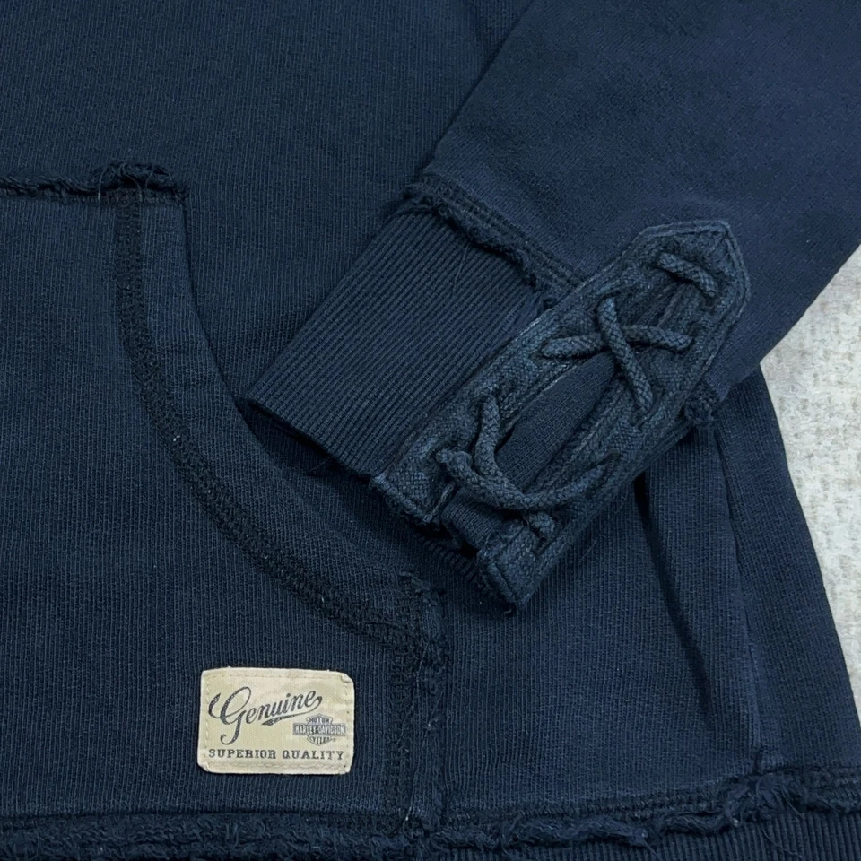 Sudadera con Capucha Harley Davidson De Colección Y2K Mujer Negra Mediana Pullover Sudadera Motociclista Foto 3 de 4