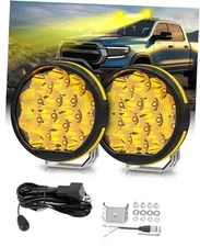 5 Inch LED Pods with Side Shoote, Super 5" Amber Spot/Flood & DRL w/ Wire