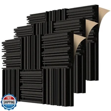 TroyStudio Self-adhesive Acoustic Foam Panels, 12 X 12 X 2 Inches