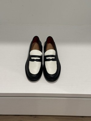 AIME LEON DORE Men's Black White Colorblock Leather Loafer Dress Shoes
