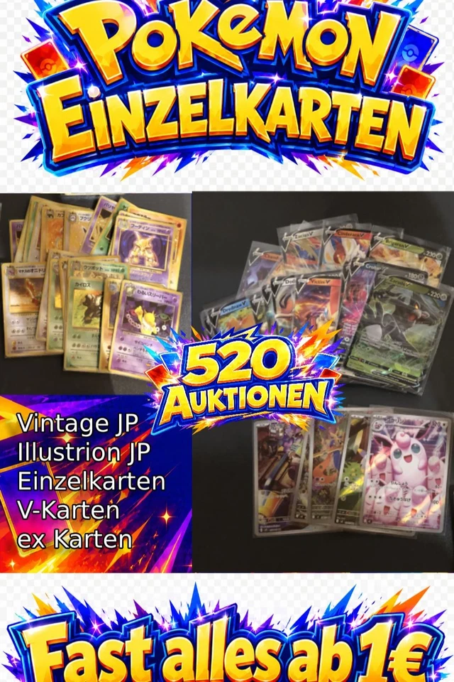 Pokemon Low Budget V & ex Karten - Japanische Vintage Holos - JP / DE / EN