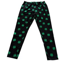 No Boundaries Kids L G 11/13 Black Green Clover Pants St Patricks Day