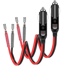 holder 2 Pack 12V Fused Cigarette Lighter Male Plug with Leads  LED Light,