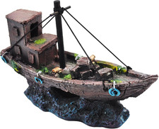 Aquarium Shipwreck Decor Fish Tank Sunken Ship Ornament Pirate Shipwreck Decorat