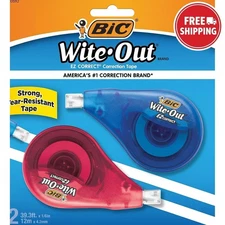 BIC Wite-Out Brand EZ Correct Correction Tape 39.3 Feet 2-Count Pack of white...