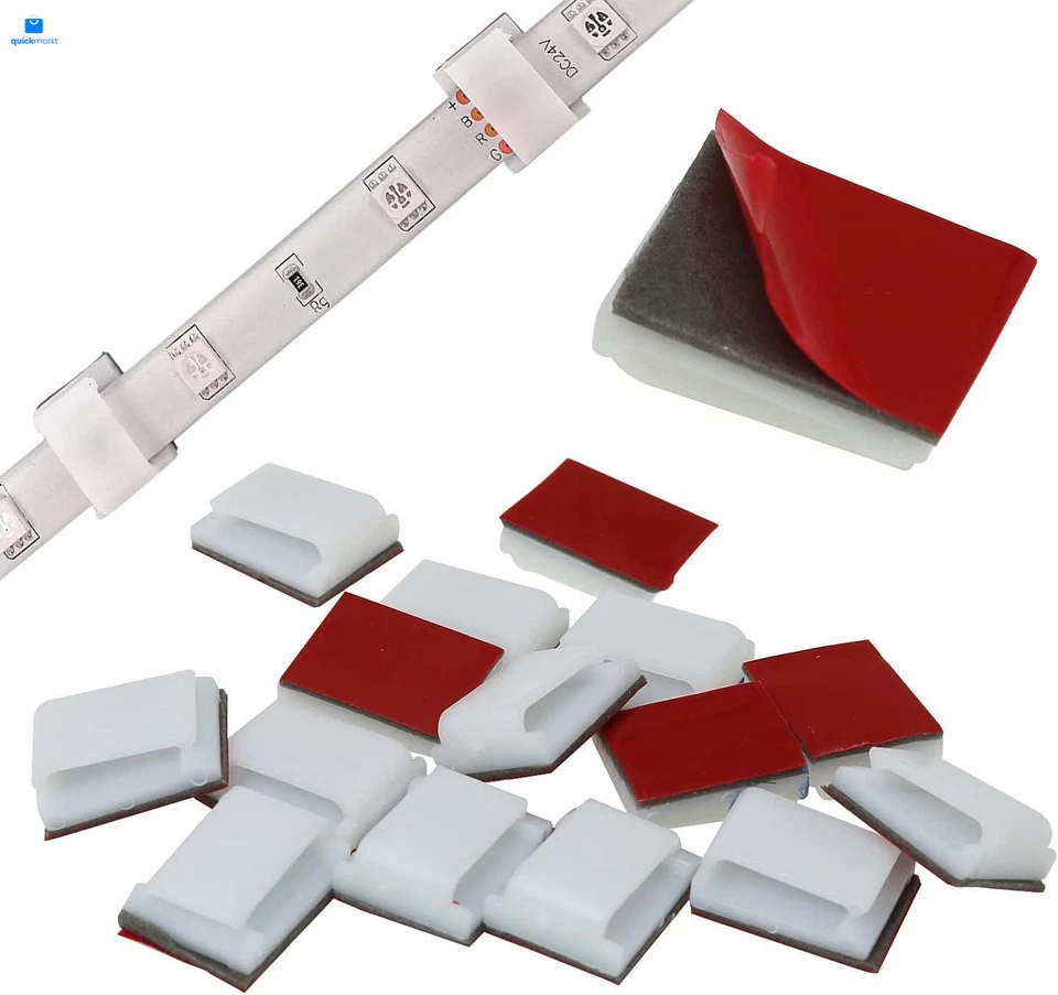 LED Strip Light Clip FMHXG 50PCS White Mounting Brackets Cable Holders with...