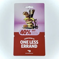 DoorDash Delivery Food Meal Coupon Gift Card 40% Off or $10 Discount Exp 3/31/26