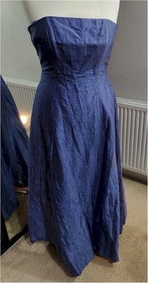 Blue crushed silk long evening gown, size 12 by Monsoon
