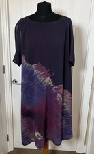 JUNIPER Purple Shift Dress with Big Floral Print - Size 14 - Ocassion
