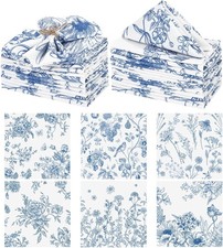 Koce 24 Pieces Blue Floral Cloth Napkins, 18 x 18 Inch Reble Soft