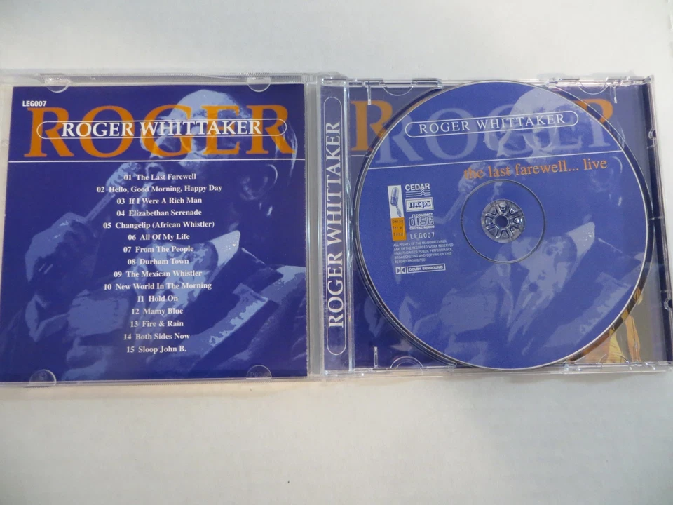 Roger Whittaker – The Last Farewell...Live - Going For A Song LEG007 CD LIKE NEW - Image 3 of 3