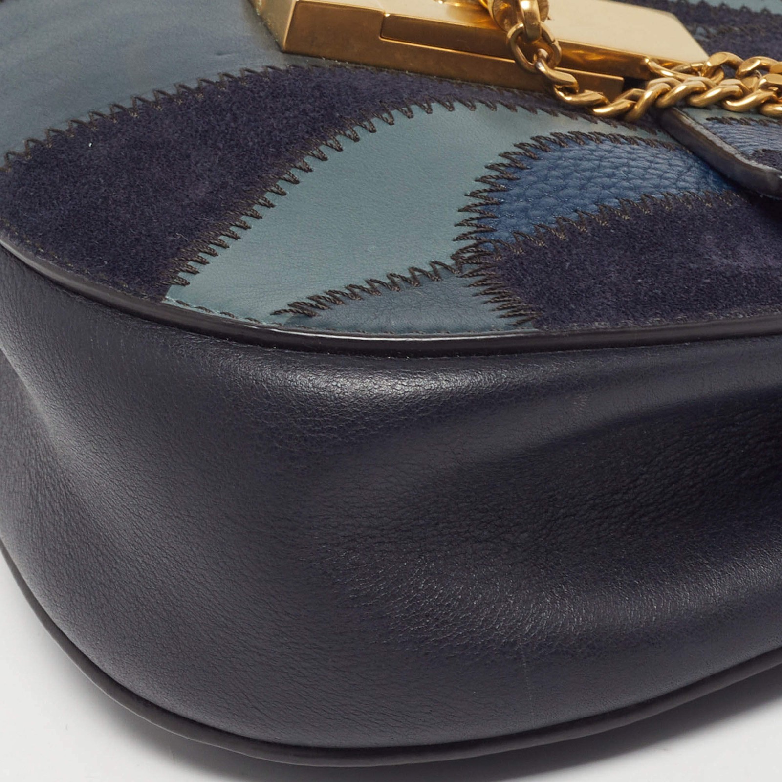 Chloe Drew Patchwork Mini Blue Chain Shoulder Bag - image 11