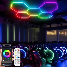 5x Hexagon Car Garage LED Honeycomb RGB Light Home Wall Lamp APP/Remote Control