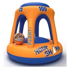 Swimming Pool Basketball Hoop Set by Hoop Shark - Orange/Blue - Inflatable Ho