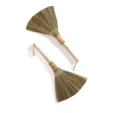 Set of 2 Vietnamese Soft Bristle Brooms, Asian Straw Broom for Kid, 16.5in