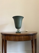 A French Art Deco Green Tole Uplighter Table Lamp C1930s, 31cm