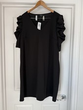 Torrid Black Ruffle Puff Sleeve V-Neck Mini Dress Knit Plus Size 3X