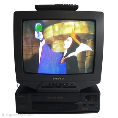 CRT TV & VCR VHS Gaming Bundle - 13'' Sanyo DS13390 Broksonic - Tested & Working