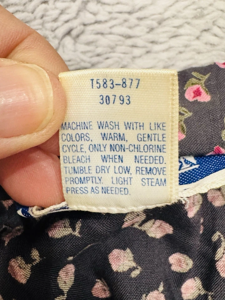 FALDA VINTAGE PENDLETON CLÁSICA RAYÓN PLISADA AZUL MARINO ESTAMPADO ROSEBUD TALLA 14 Foto 4 de 4