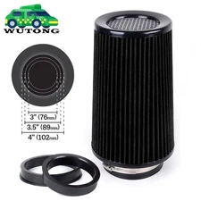 3" 3.5" 4" Cold Air Intake Filter Inlet 3 Sizes in 1 10.5" Tall Universal Black