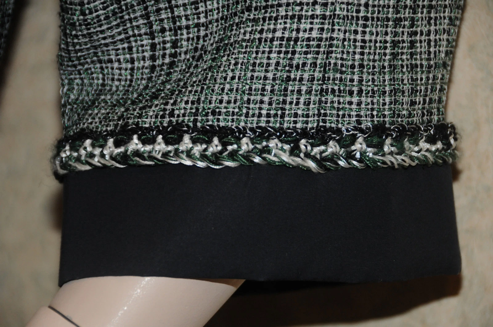 GIACCA TUTA $8000 12P NUOVA CHANEL 9 CC bottoni Tweed nero verde bianco con cintura 42