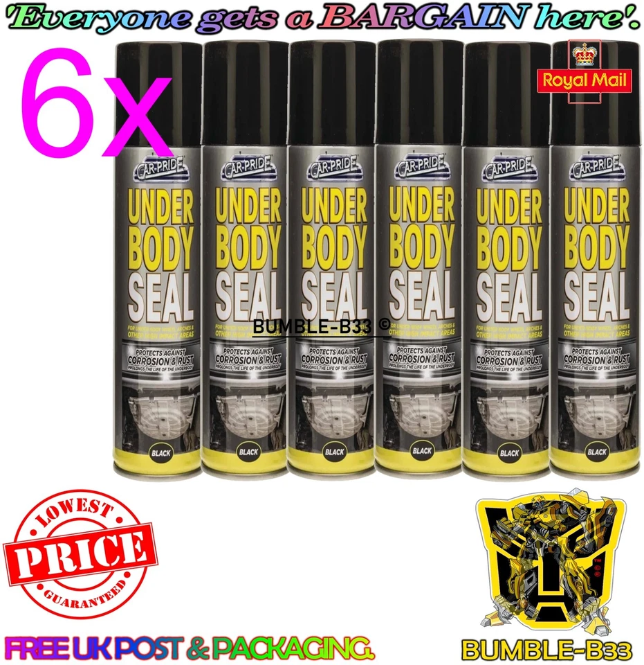 CAR-PRIDE 6 X CARPRIDE UNDERSEAL SPRAY PAINT CAR UNDER BODY PROTECTION SEAL 400ml