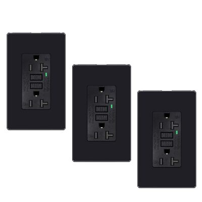 #ad Black GFCI Outlet 20 Amp3PK Black GFCI Outlet Weather ResistantBlack GFCI Out... $50.13