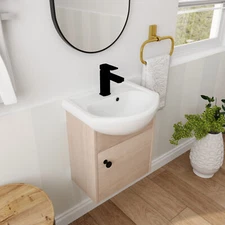 18"Floating Wall Mounted Bathroom Vanity Cabinet Set Sink for Small Space